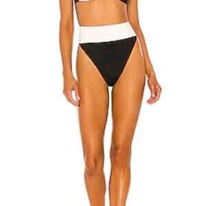 Oseree Eco Twist Black White Bikini Bottoms High Cut Rise Sustainable ECF213